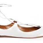 Aquazzura White Christy Flat Leather Ballerinas