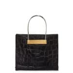 Balenciaga Black Croc Embossed Calf Hair Cable Shopper Small Bag