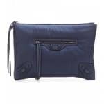 Balenciaga Blue Nylon Papier Clutch Bag