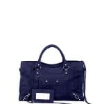 Balenciaga Navy Blue Baby Daim Classic City Bag