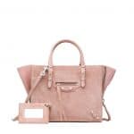 Balenciaga Pink Baby Daim Mini Papier A4 Zip Around Bag