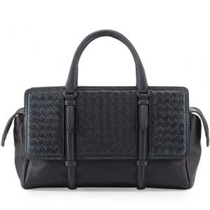 Bottega Veneta Navy Snakeskin Intrecciato Nappa Monaco Medium Bag