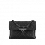 Chanel Black Calfskin Flap with Chanel Clasp Bag