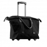 Chanel Black Canvas Street Style Travel Trolley Bag
