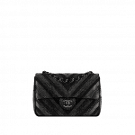 Chanel Black Strass Embellished Chevron Flap Bag
