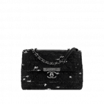 Chanel Black Tweed Flap with Chanel Clasp Bag