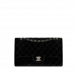 Chanel Black Velvet Classic Flap Medium Bag