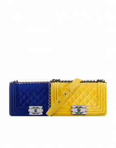 Chanel Blue/Yellow Velvet Boy Small Bags