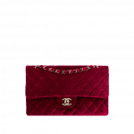 Chanel Burgundy Velvet Classic Flap Medium Bag