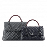 Chanel Grey Large and Blue Medium Calfskin/Lizard Coco Handle Bags