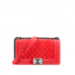 Chanel Red Velvet Boy Flap Medium Bag