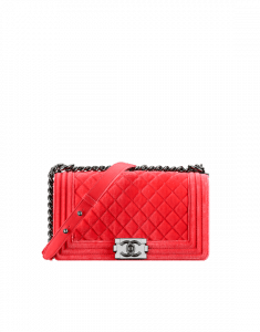 Chanel Red Velvet Boy Flap Medium Bag