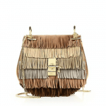 Chloe Beige Suede Fringe Drew Small Bag