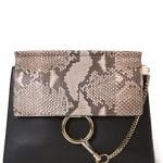 Chloe Black Leather/Python Faye Medium Bag