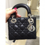 Dior Black Lambskin Lady Dior Mini Bag