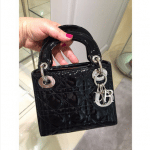 Dior Black Patent Lady Dior Nano Bag