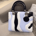 Dior Black/White/Purple Lady Dior Medium Bag