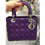 Dior Violet Lambskin Lady Dior Medium Bag