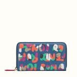 Fendi Blue Multicolor Crayons Zip Around Wallet