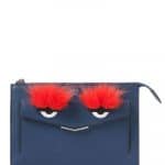 Fendi Dark Blue with Fox Fur Monster Clutch Bag