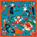 Hermes Un Week-End dans l'Espace Silk Twill Scarf 70