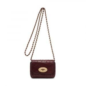 Mulberry Oxblood Ostrich Mini Lily Bag
