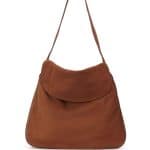 Prada Brown Suede Doubled Flap-Top Hobo Medium Bag