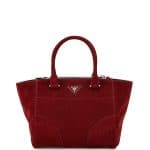 Prada Red Suede Twin Pocket Tote Bag