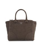 Prada Stone Gray Suede Twin Pocket Bag