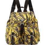 Prada Yellow Banana Print Tessuto Backpack Bag