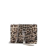 Saint Laurent Beige/Black Leopard Print Calf Hair Monogram Crossbody Bag