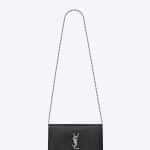 Saint Laurent Black Croc Embossed Monogram Chain Wallet Bag