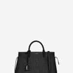 Saint Laurent Black Crocodile Embossed Rive Gauche Cabas Small Bag