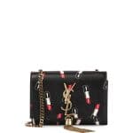 Saint Laurent Black Lipstick Print Monogram Crossbody Small Bag