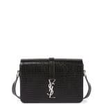 Saint Laurent Black Lizard Embossd Monogramme Universite Medium Bag