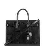 Saint Laurent Black Lizard Embossed Classic Sac De Jour Small Bag