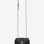 Saint Laurent Black Matelasse Classic Baby Monogram Punk Chain Bag