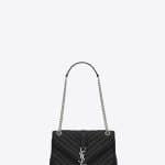 Saint Laurent Black Matelasse Classic Monogram Chain Medium Bag