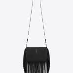 Saint Laurent Black Matelasse Monogram Fringed Crossbody Small Bag