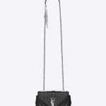 Saint Laurent Black Matelasse Studded Classic Baby Monogram Punk Chain Bag