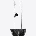 Saint Laurent Black Matelasse/Tulle Classic Baby Monogram Punk Chain Bag