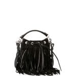 Saint Laurent Black Suede Fringe Emmanuelle Bucket Small Bag