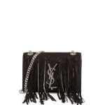 Saint Laurent Black Suede Monogram Shoulder Bag