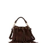 Saint Laurent Dark Brown Suede Fringe Emmanuelle Small Bucket Bag