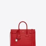 Saint Laurent Red Crocodile Embossed Classic Sac De Jour Small Bag