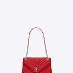 Saint Laurent Red Matelasse Classic Monogram Chain Medium Bag