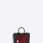 Saint Laurent Red/Black Punk Leopard Printed Cowhide Classic Sac De Jour Nano Bag