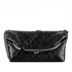 Chanel Black Flap with Tabatiere Clasp Large Bag