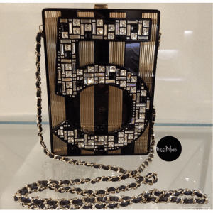 Chanel Black/Gold No. 5 Plexiglass Minaudiere Bag 3