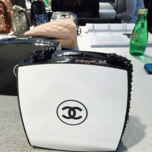 Chanel Black/White Compact Box Clutch Bag 5